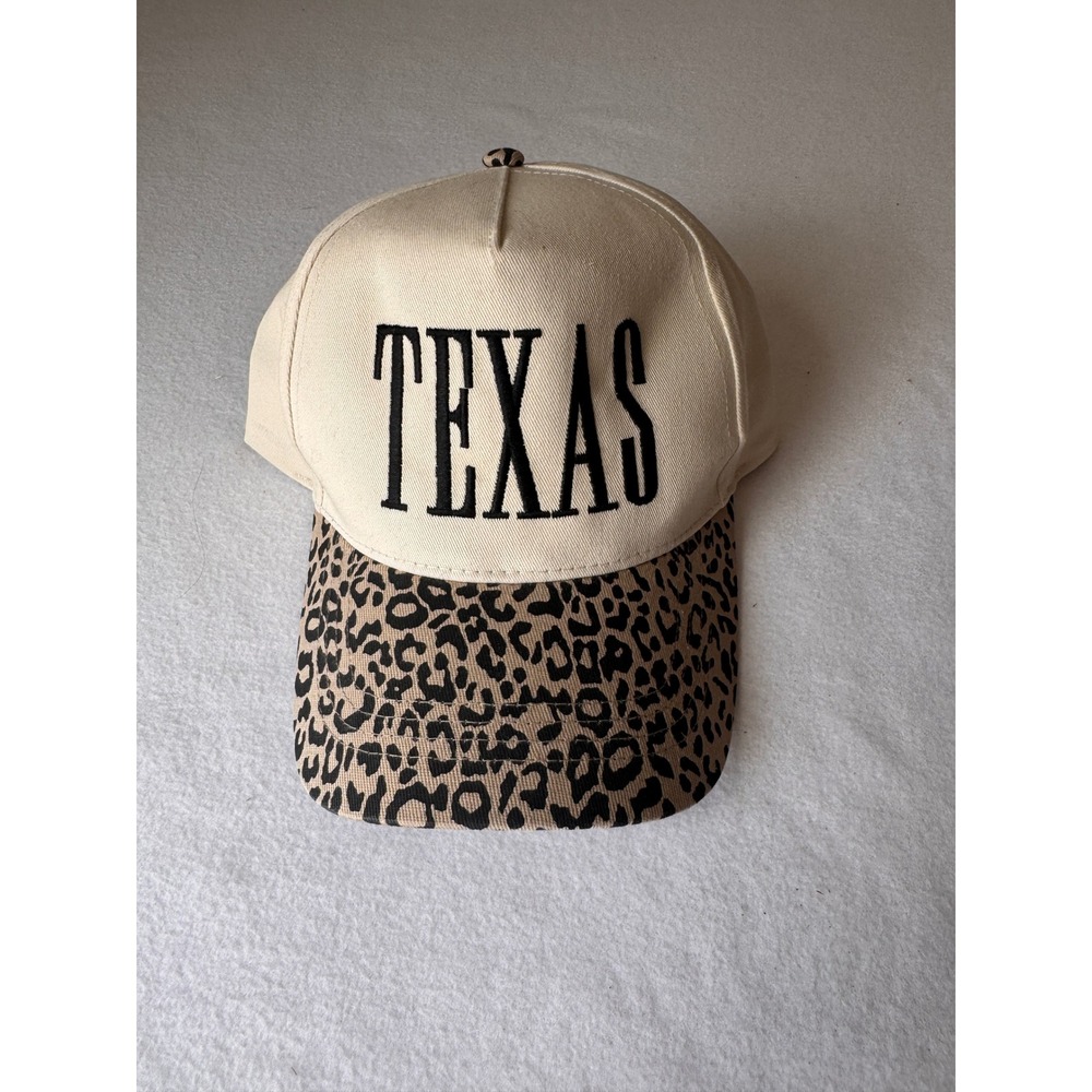 David & Young Texas Leopard Print Baseball Cap Cream Animal Print Snapback Hat